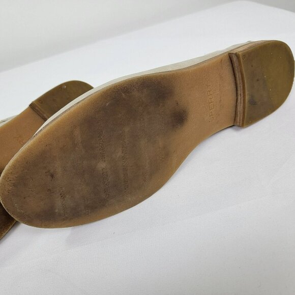 SPERRY Womens Leather Slip on shoes tie up bone beige Size 11 Style STS83444 EUC - Picture 12 of 13